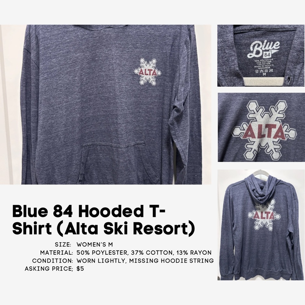Blue 84 Womens Long Sleeve Hooded Tee - Navy Heather with Red Accent